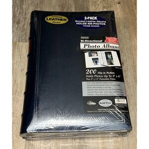 NEW‎ BTA-Blue PIONEER 2-Pack Sewn Bonded Leather Cover Albums ~ Holds 400 Photos